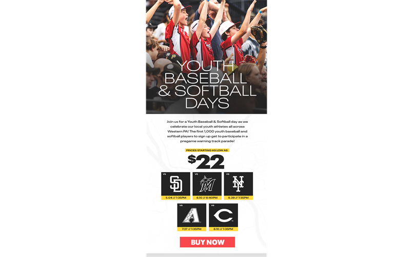 Pirates Youth Baseball and Softball Days